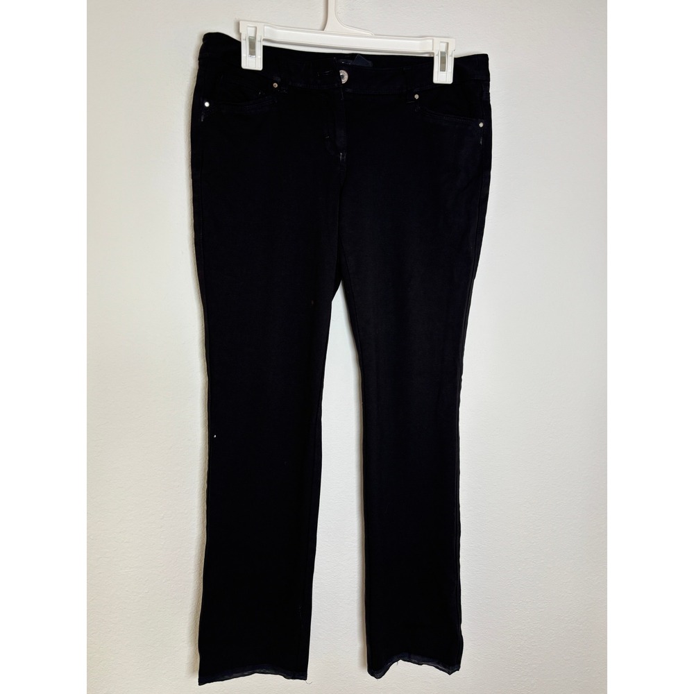 White House Black Market Slim Leg Black Pants Raw Hem Size 6R‎ Womens